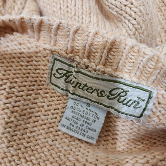 Fisherman Sweater Cable Knit Women Sz Small Apricot Ramie/Cotton Blend - Picture 7 of 8